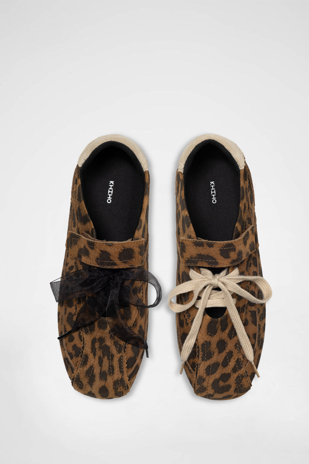 Leopard print mary jane style sneakers made by Korean brand KHIHO, for sale at Shim House