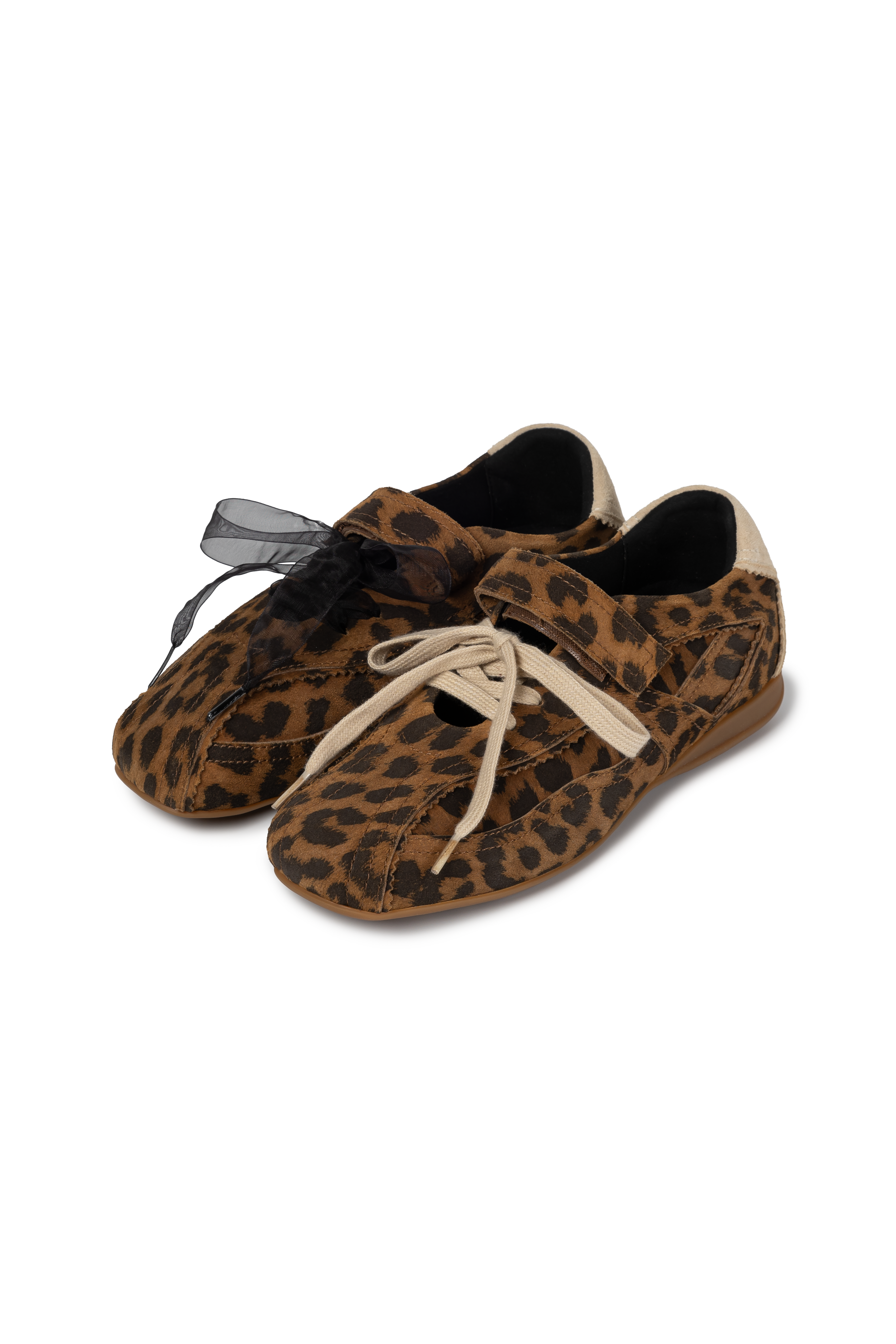 Leopard print mary jane style sneakers made by Korean brand KHIHO, for sale at Shim House