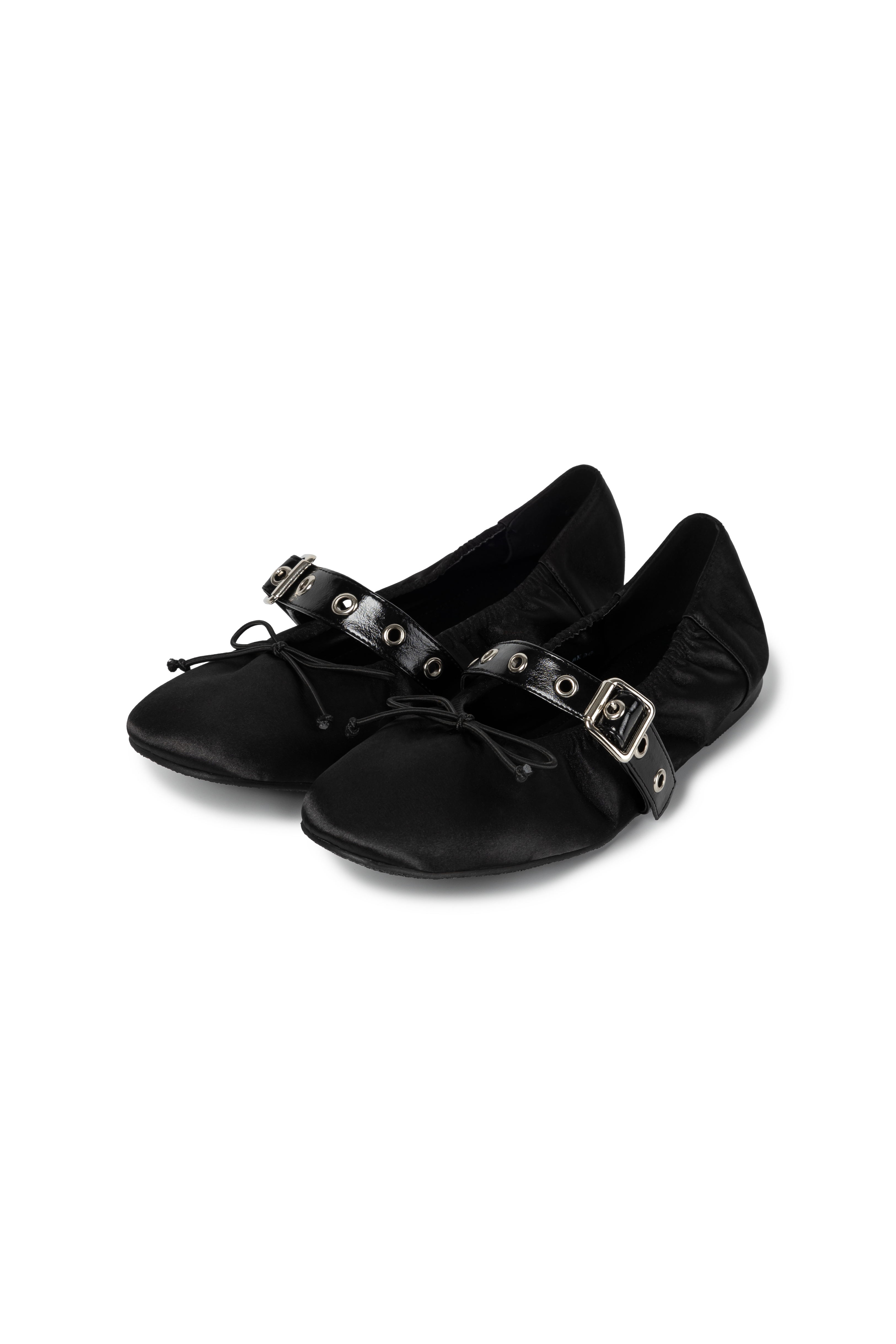 black ballerina flats with a buckle strap from the Korean brand KHIHO, sold at Shim House