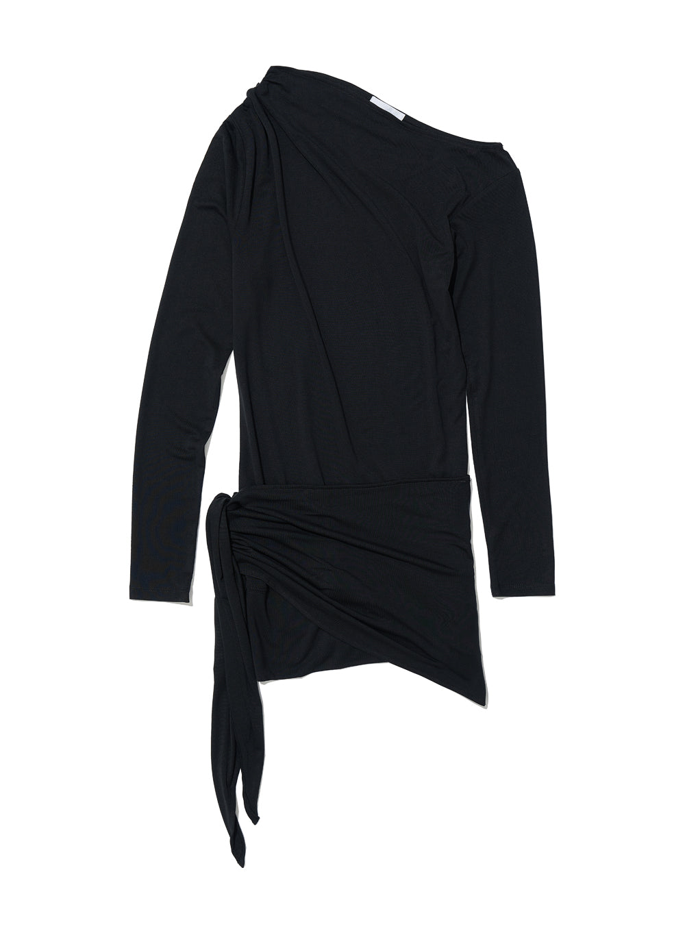 Black unbalanced bowtie wrap jersey top by PARTIMENTO WOMEN Korean fashion Australia