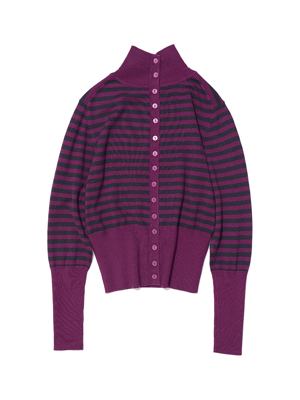 High Neck Back Button-Up Knit