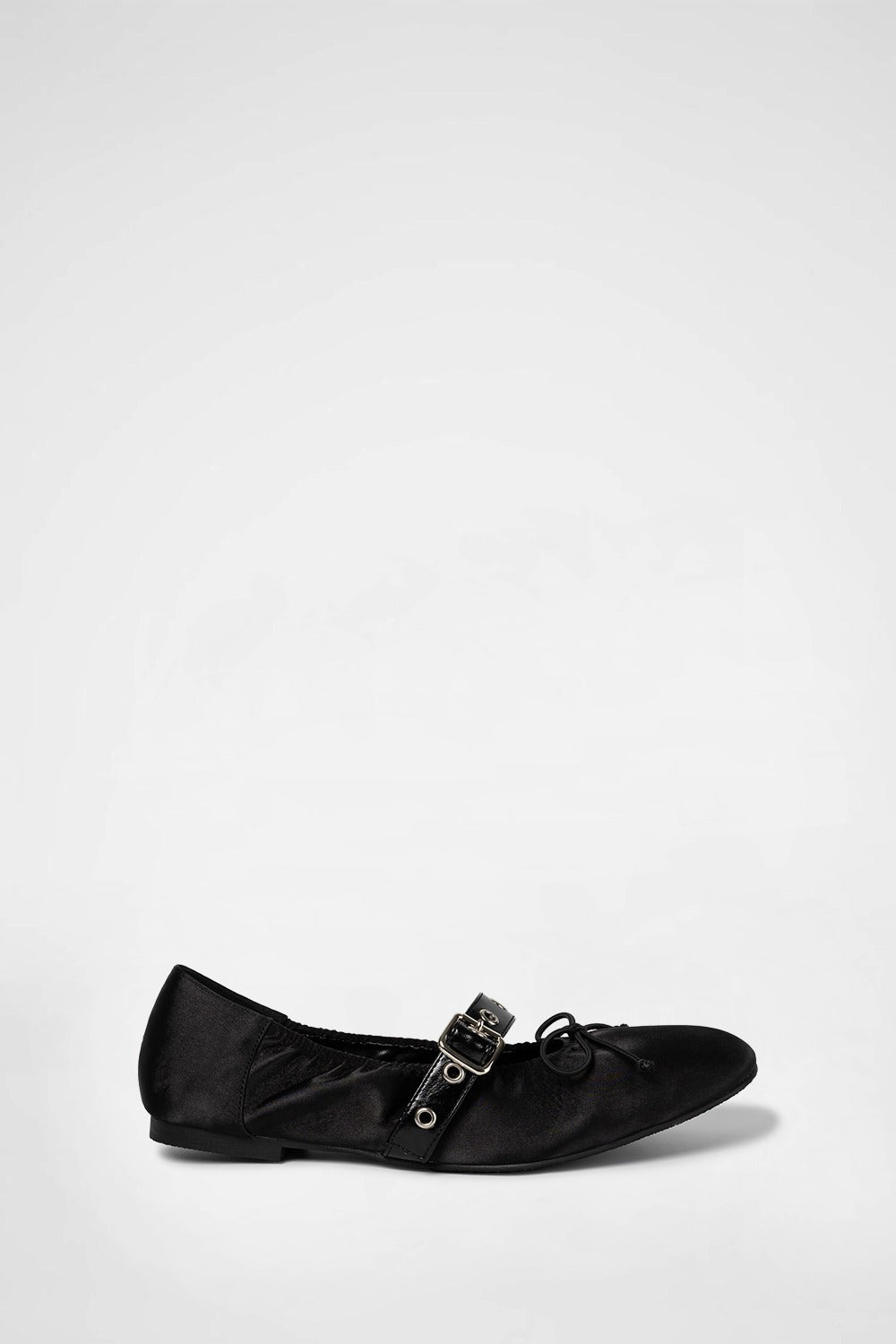 black ballerina flats with a buckle strap from the Korean brand KHIHO, sold at Shim House