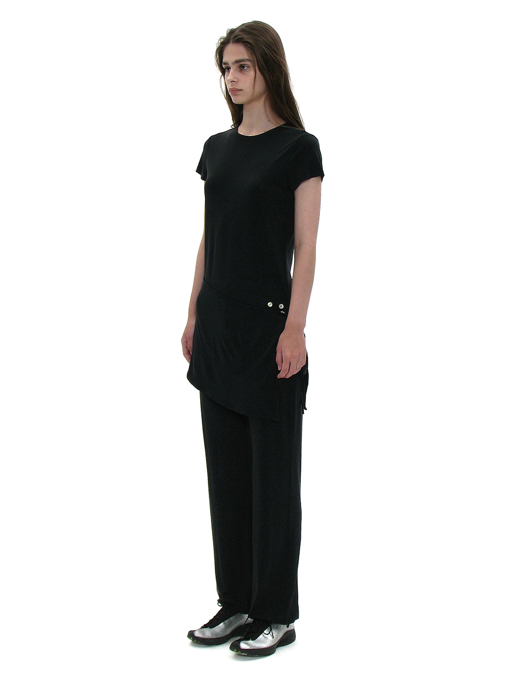 Layered asymmetric top with wrap skirt outfit Korean fashion PARTIMENTO WOMEN