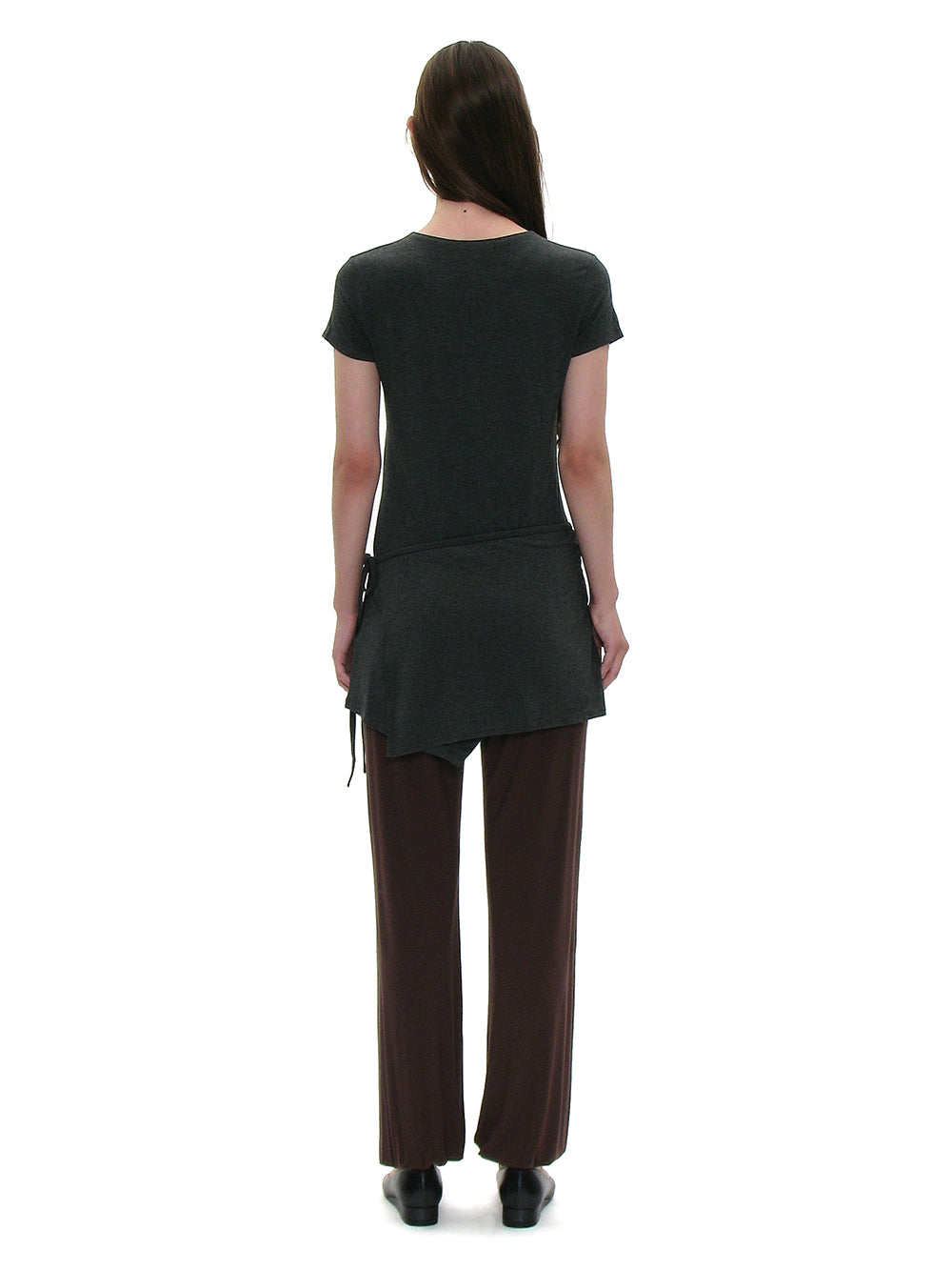 Charcoal multiway wrap skirt top styled on model PARTIMENTO WOMEN Korea