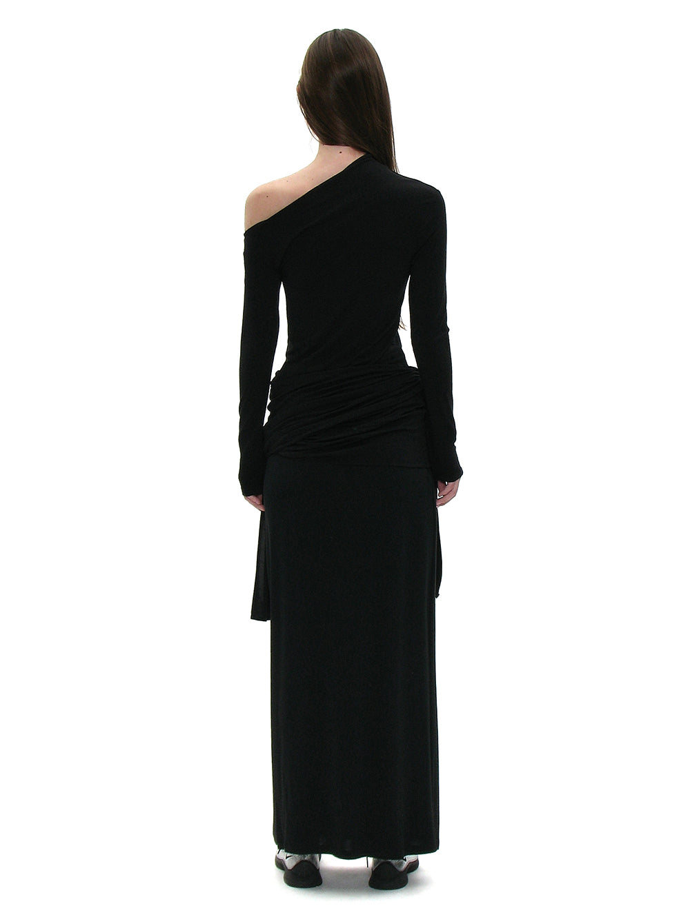 Fitted asymmetric jersey wrap top outfit PARTIMENTO WOMEN Seoul brand