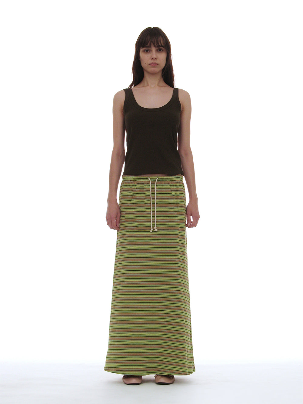 Jersey Multi Stripe Maxi Skirt