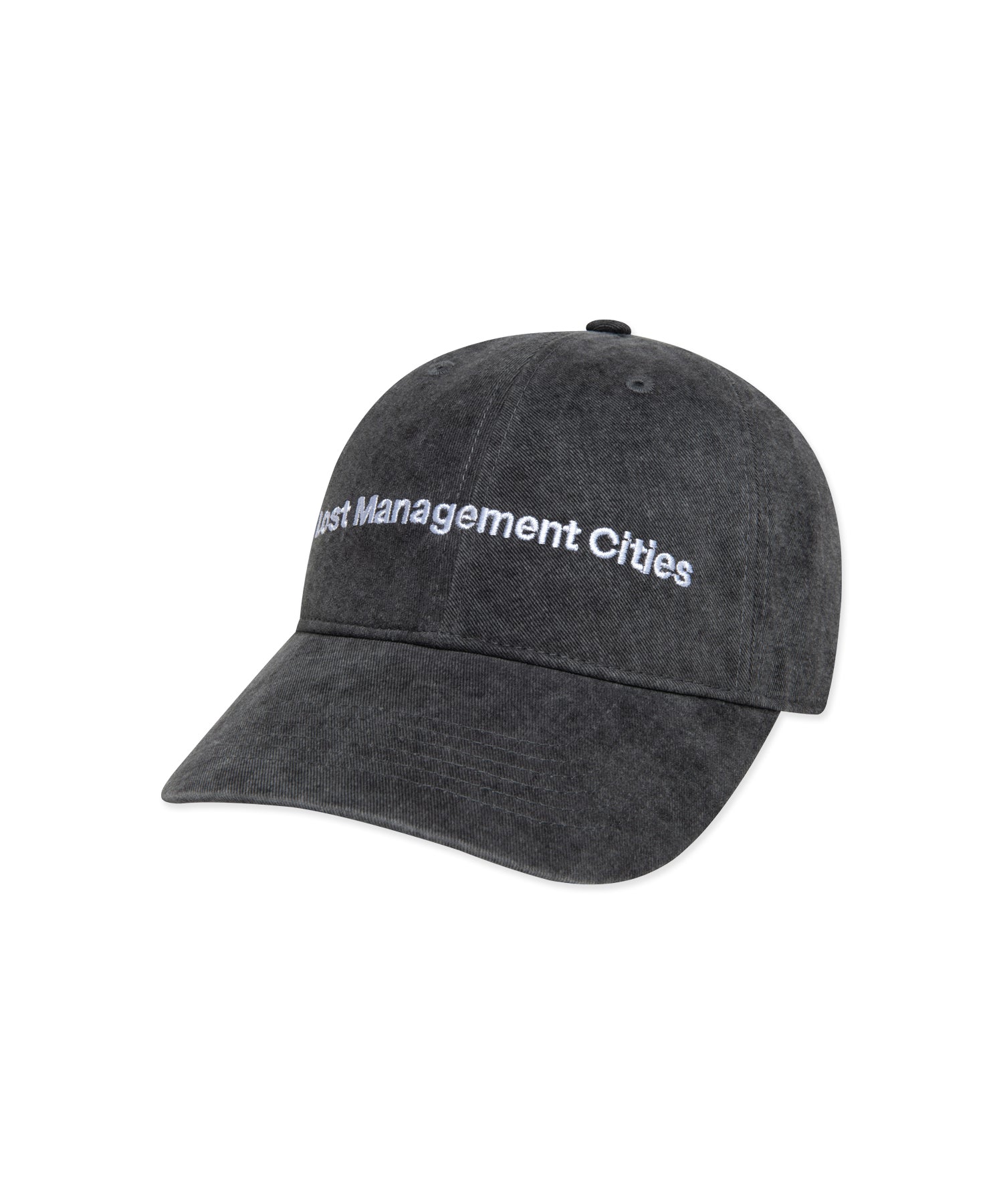 Black cap with 'Lost Management Cities' text on a white background