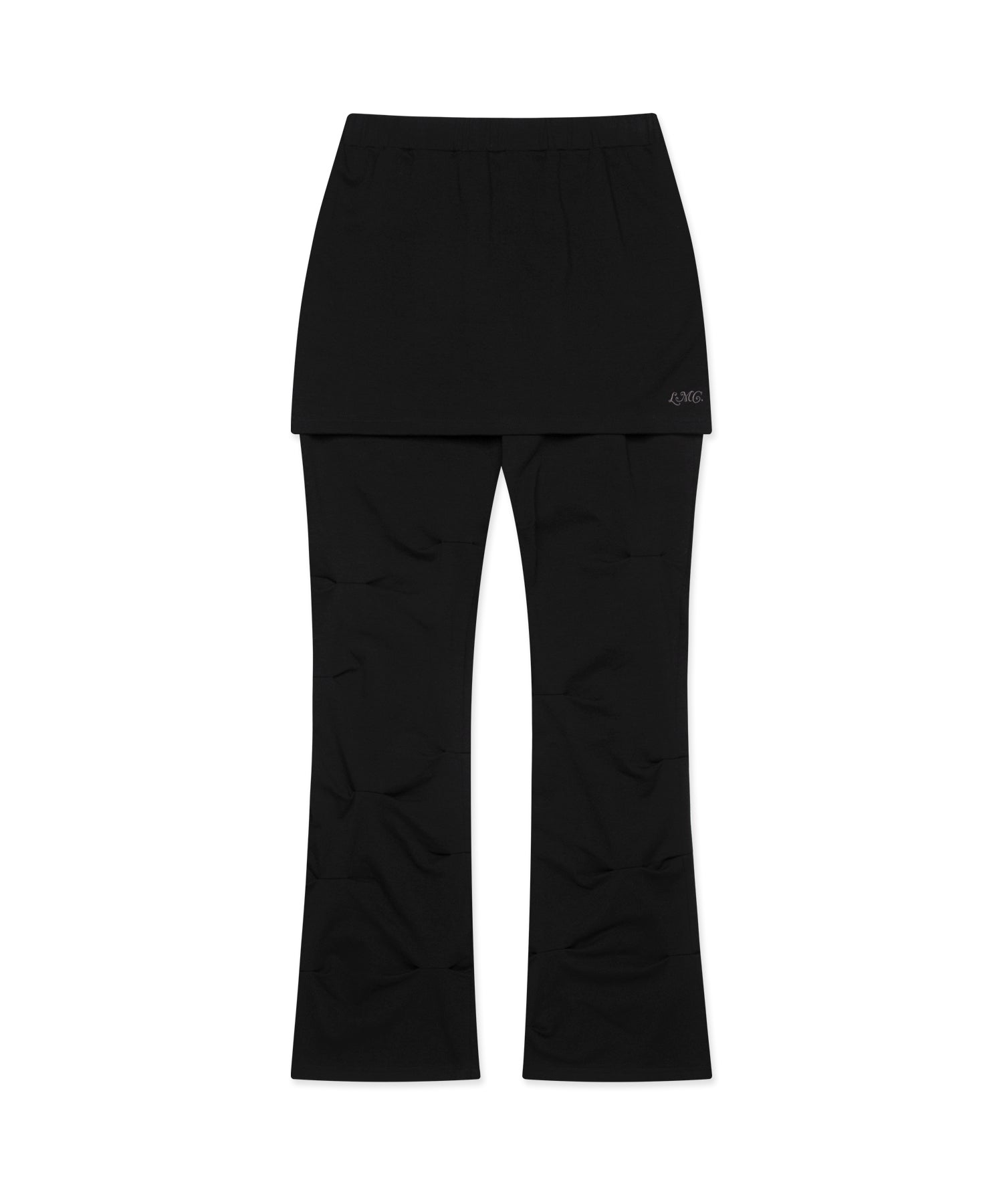 Black pants and skirt set on a white background