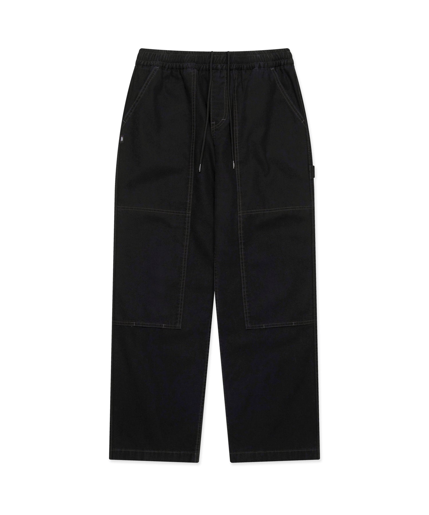 Black cargo pants on a white background