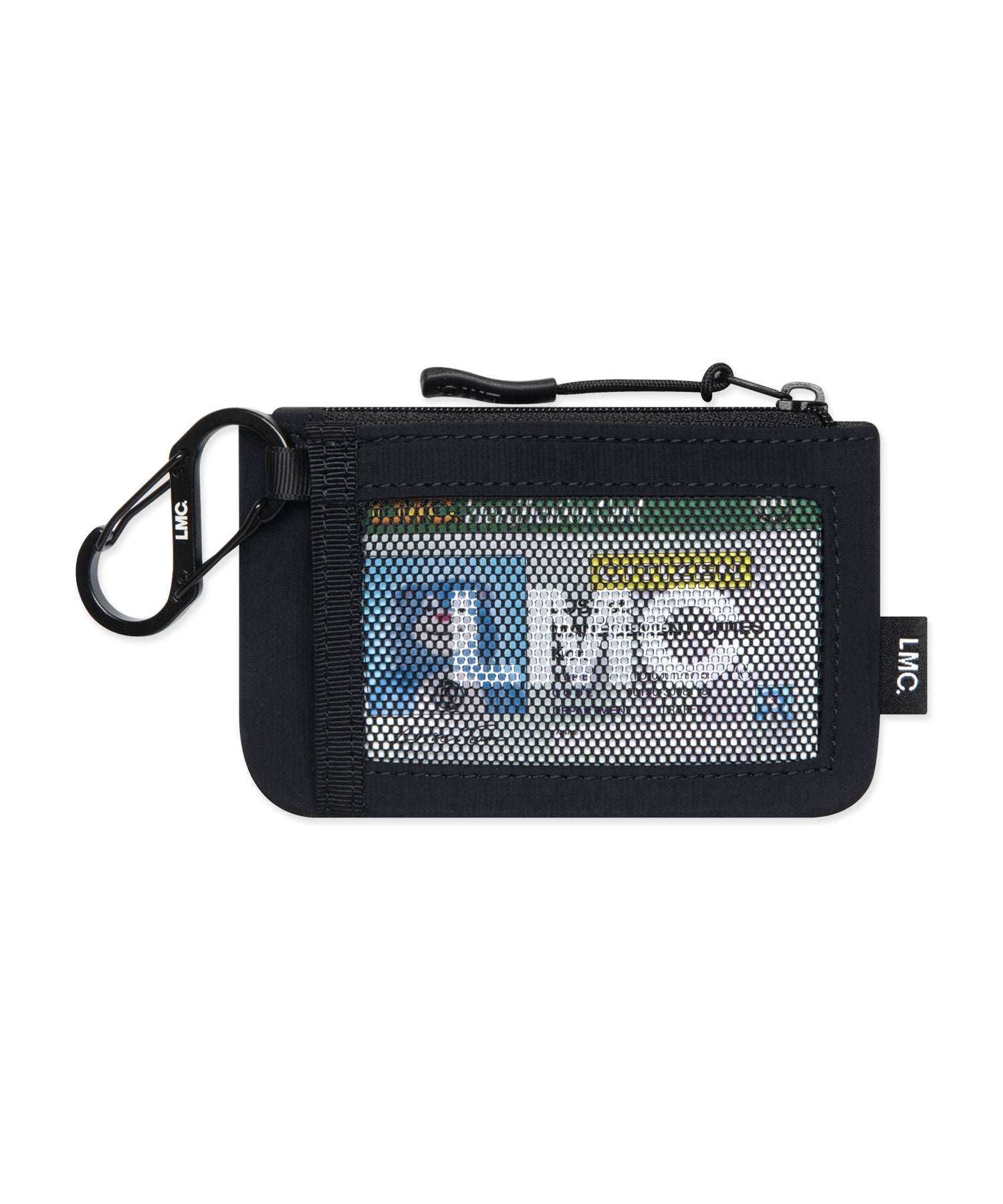 Black pouch with 'LMC' branding on a white background