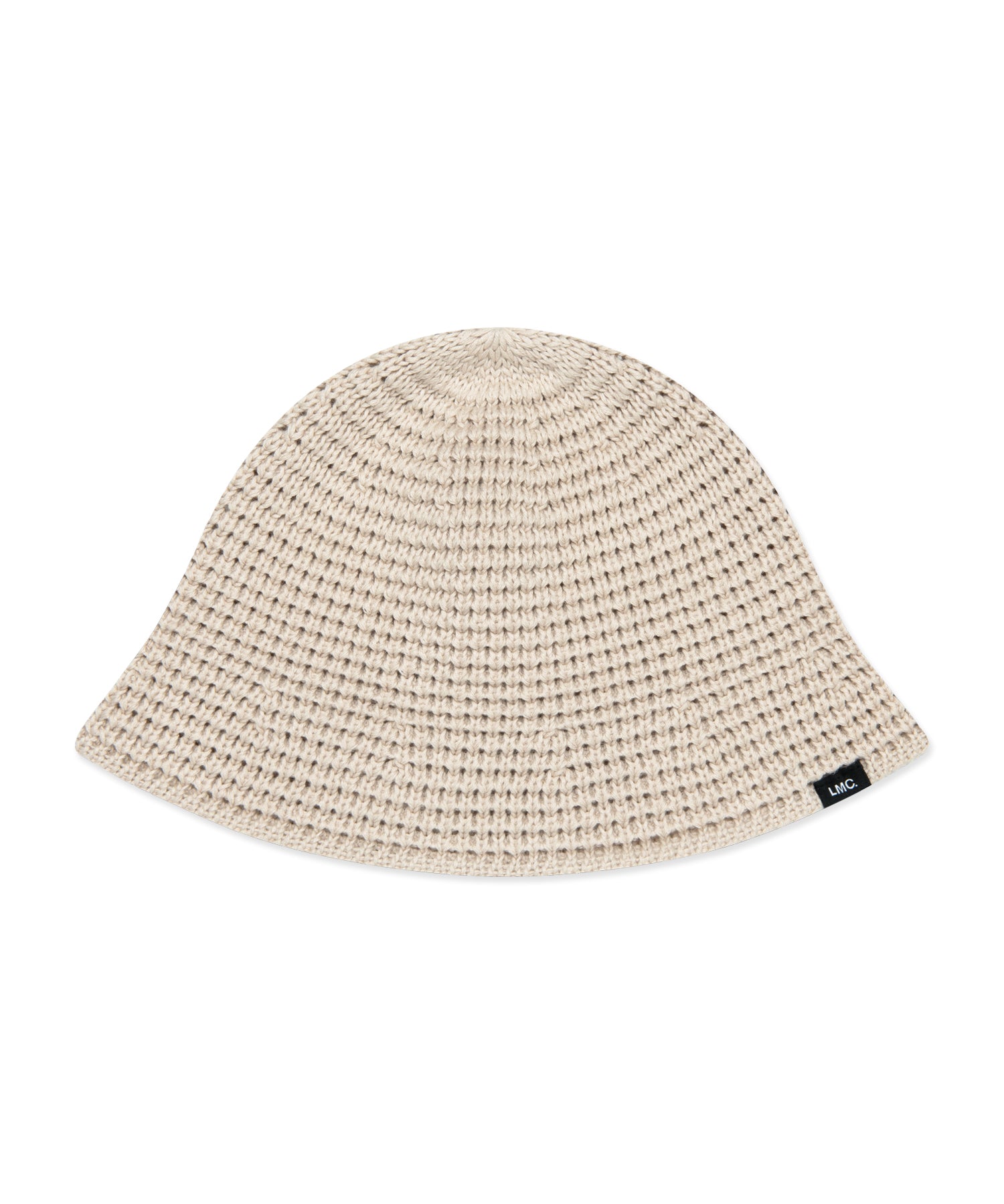 Beige woven bucket hat on a white background
