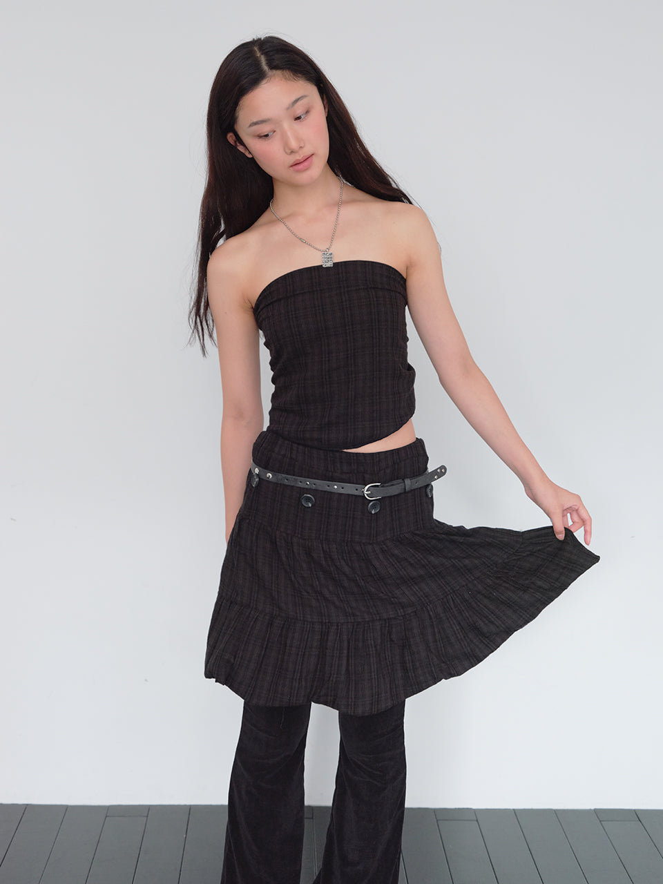 2 Way Button Shirring Skirt