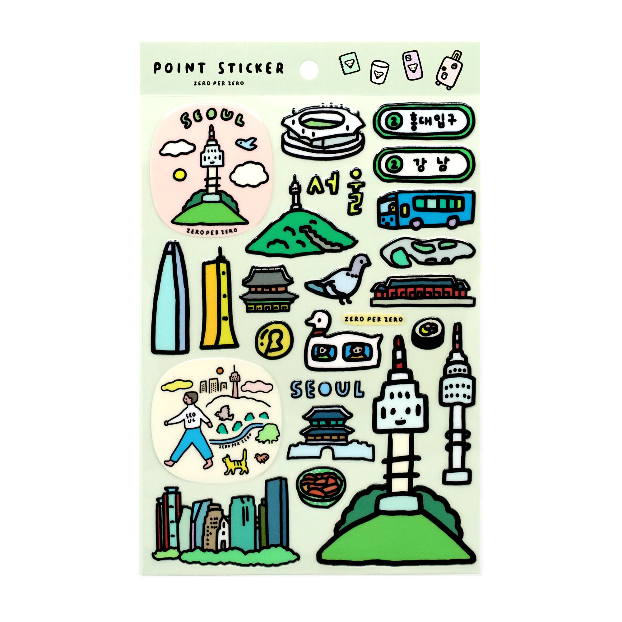 A packet of stickers of Korean places and words 